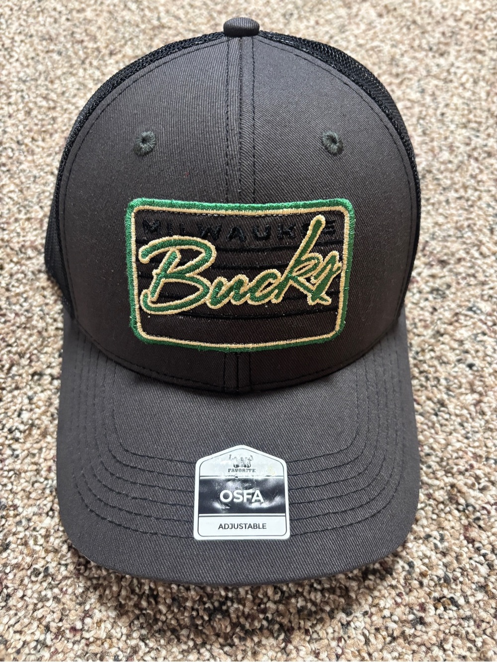 Milwaukee Bucks black trucker hat SnapBack NWT NBA Officially Licensed